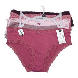 Laura Ashley Womens 5-Pack Super Soft Lace Trim Panties Briefs Size Large